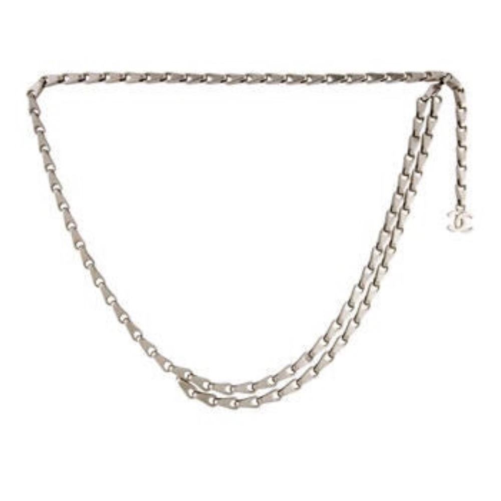 CHANEL Karl Lagerfeld Silver Biker Chain Belt